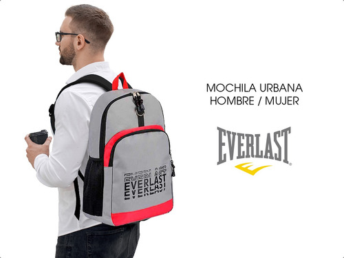 Mochila Urbana Everlast Bolsillo Porta Notebook Uso Diario