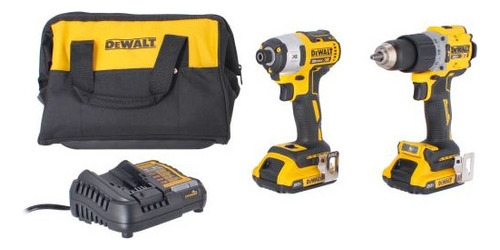 Kit De Taladro Percutor Atornillador 1/2  Dck2490d2 Dewalt Color Amarillo 20V