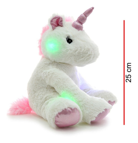 Imagen 3 de 5 de Unicornio Luz Sonido Peluche Sentado Phi Phi Toys La Plata