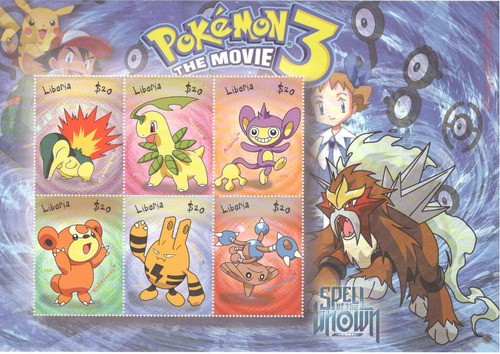 6 Estampillas Pokemon 3 (2001) Liberia