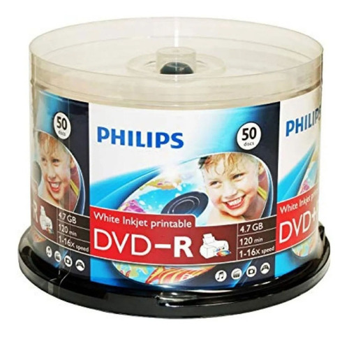 Dvd -r Virgen Printable Philips Dvd 4.7gb 16x 120min Pack 50