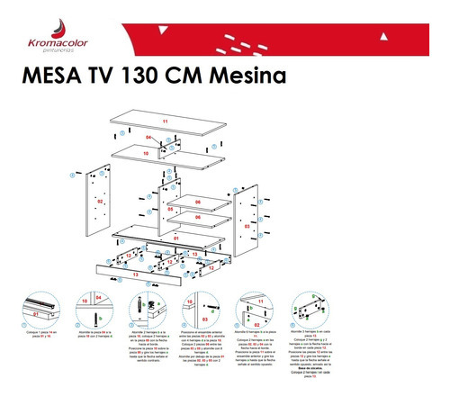 Armário de TV modular de melamina Rack 130cm branco