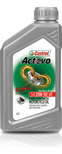 Aceite Castrol Actevo 4t 20w 50 Moto Sintetico 1 L X 4un