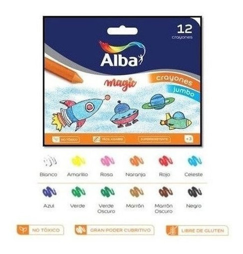 Crayon Escolar Jumbo Alba Kinder X12 Colores