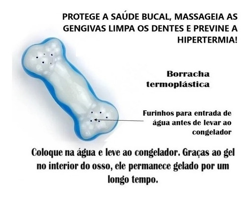 Imagem 3 de 3 de Osso Gelado Pet Brinquedo Mordedor Cachorro 11cm