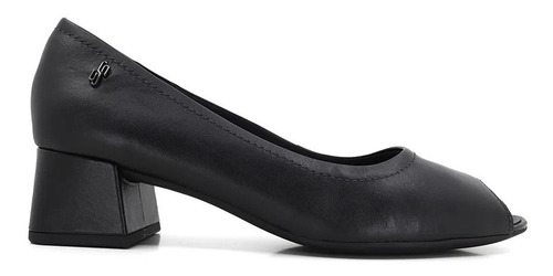 Sapato Usaflex Peep Toe 4,5 Cm Couro Legítimo Preto Ag1613