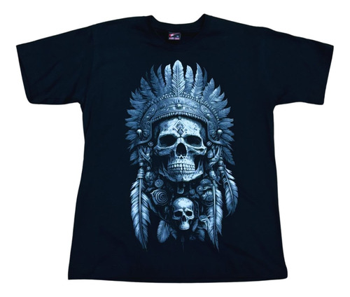 Camiseta Crânio Apache Skull Caveira Índios Guerreiros