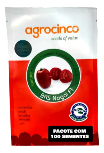 100 Sementes Tomate Hibrido Brs Nagai F1 Agrocingo Embrapa