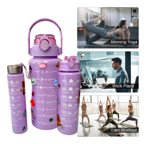 Combo X2 Botella Motivacional Mas Sticker Gym Fitness 2 Litr