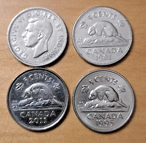 Canadá X 4 Monedas 5 Centavos Incluye 5 Centavos 1940.