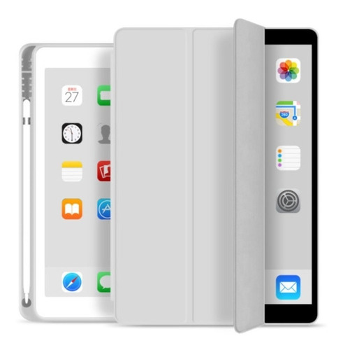 Capa Smartcase Para iPad Air 4 10.9  C/ Suporte Pencil Cinza