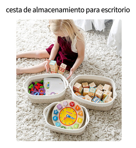 5 Cestas De Almacenamiento Cubo De Cuerda De Algodón Tejido