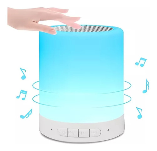 Bocina Bluetooth Y Lámpara De Mesa Led Recargable Touch