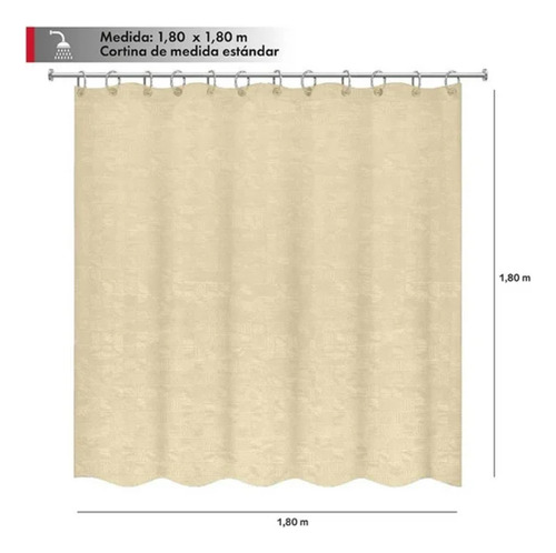 Cortina Para Baño Mobi D Class Hueso 180x180 Cm Hueso Lisa