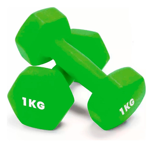 Kit 2 Mancuernas Ejercicio 1 Kg Neopreno Entrenamiento Par Color Verde Lima