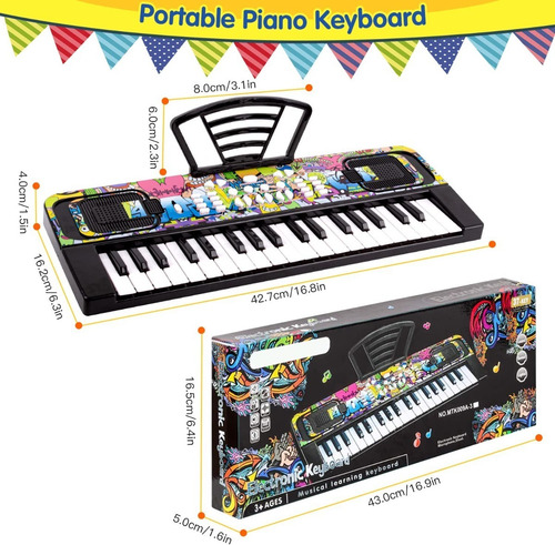 Imagen 3 de 7 de Teclado Electrónico Para Niños, 37 Teclas Con Micrófono