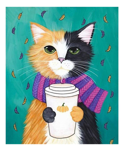 Juego De Pintura 5d Diamante, Pintura Lindo Gato, 40x30cm