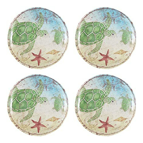 Platos - Upware 4 Piezas Sealife Turtle De Melamina Pesada Y