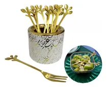 Comprar X13pz Pincho Tenedor Mini Dorado Porta Copetin Con Detalles