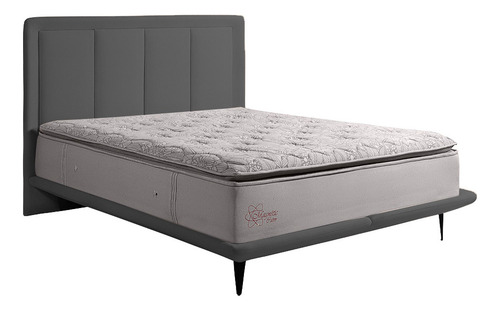 Cama Com Cabeceira Pés De Ferro Monza King Linho Chumbo