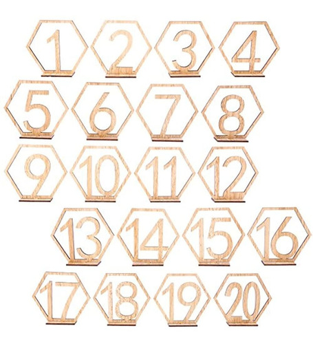 Bestoyard 20 Piezas 1-20 Numeros De Mesa De Madera Para Bod