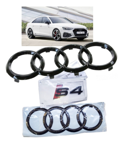 Kit 3 Emblemas Audi S4 A4 Gloss Black Original 2020 A 2025