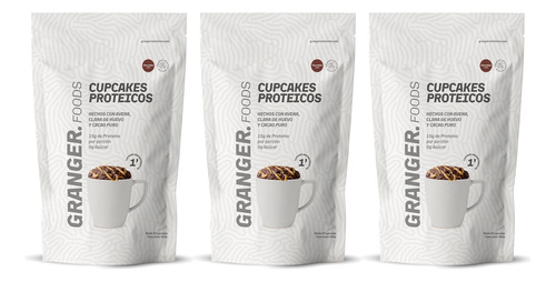 Granger Kit X3 Cupcake De Chocolate Proteico Proteína 360gr