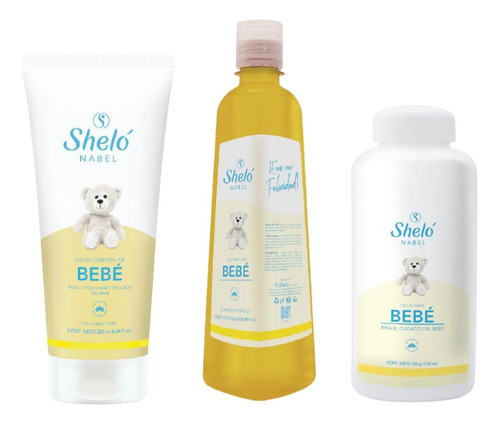 Crema Corporal + Shampoo + Talco Para Bebé Shelo