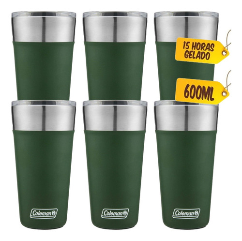 Kit  6 Copos Térmicos 600ml Coleman