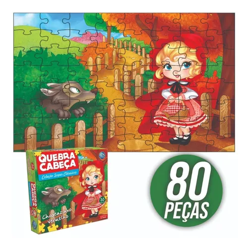 Quebra Cabeça Infantil Chapeuzinho Vermelho Puzzle Jogo Educativo 80 Peças  Brinquedo Pais e Filhos + 4 Anos em Promoção na Americanas