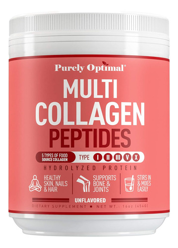 Peptidos Colageno Premium Con Biotina Tipo I-ii-iii-v-x 1 Lb