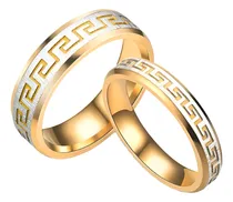 Comprar Alianzas Anillos Acero Guarda Llave Griega Parejas Promesa