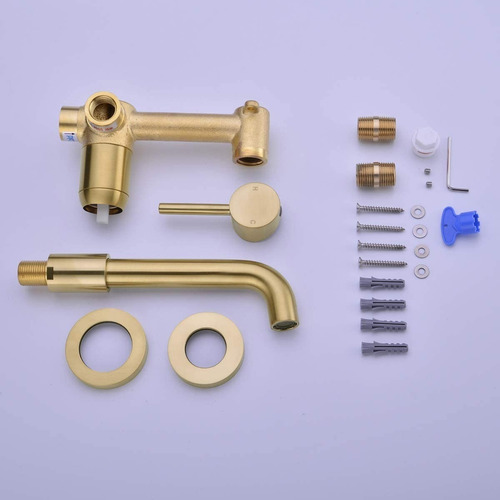 Imagen 3 de 7 de Grifo Baño De Oro Cepillado, De Una Sola Manija Hanebath