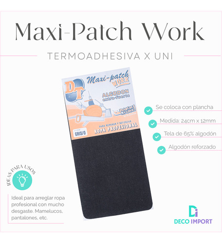 Maxi-patch Work Termoadhesivo Reforzado Dt 27122 3 Unis!!!