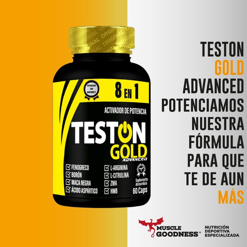 Muscle Goodness | Teston Gold Advanced 8 En 1 | 60 Caps Sabor Sin Sabor