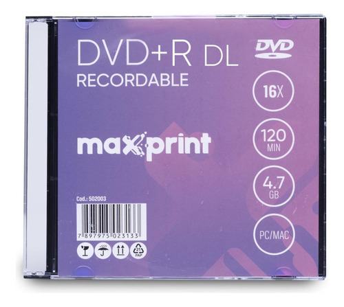 Dvd Gravavel Dvd+r Dual 8.5gb/240min/8x Sli