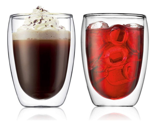 Doppio Juego De 2 Vasos De Doble Pared De Vidrio De 350 Ml Color Transparente