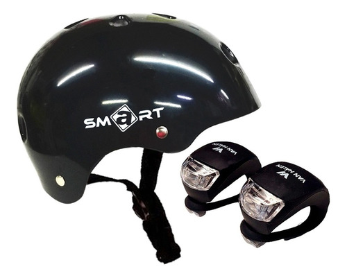 Kit Casco Proteccion Smart Y Luz Silicona Delantera Trasera