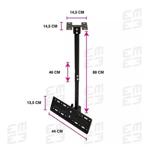 Imagen 5 de 7 de Soporte Techo Ajustable De 20 A 60 Pulgadas Tv
