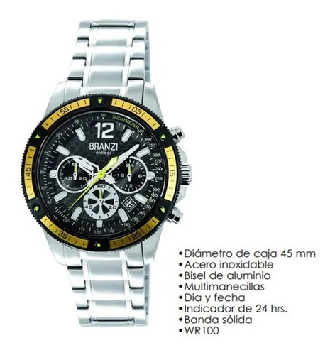 Imagen 1 de 4 de Reloj Branzi Para Caballero Resistente Al Agua 20603