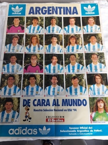 Poster Seleccion Argentina Plantel Mundial Usa 1994 Maradona