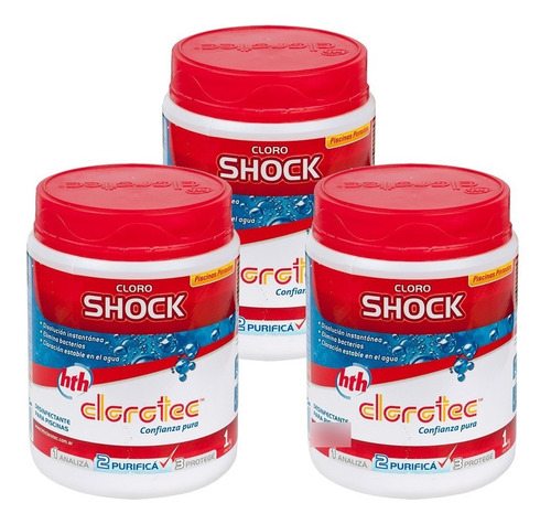 Imagen 2 de 6 de Combo 3 Clorotec Shock X 1kg Para Piscinas Pintadas