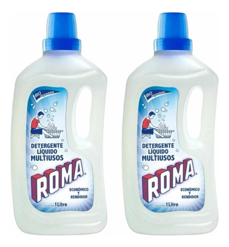 Pack 2x Detergente Líquido Biodegradable Roma Multiusos 1 L