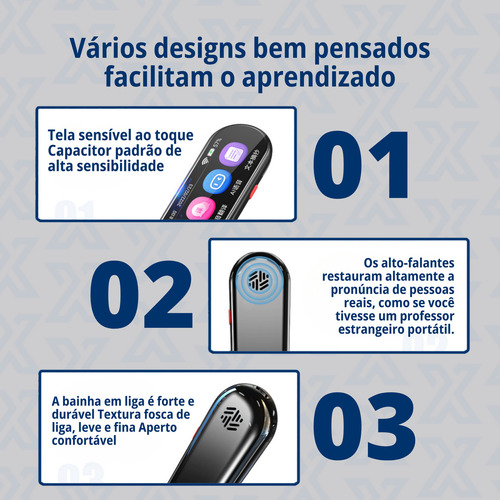 Caneta Tradutora Instantânea Multilíngue Inteligente Leitura Scanner Offline Portátil Voz Ocr Bluetooth Wi-fi Dicionário Digital Tradução Simultânea Estudos Negócios Viagens Educação Fácil Uso Neoxtek