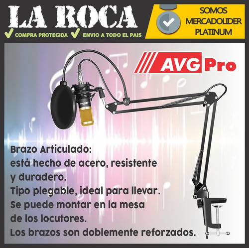 Combo Mixer Usb 6 Canales Mic Condenser Brazo Antipop