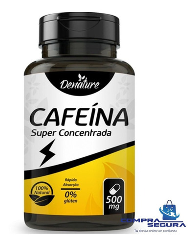 Imagen 1 de 7 de Cafeína Super Concentrada 500mg 60 Cápsulas Softgel Denature