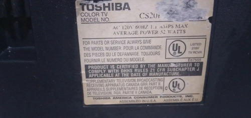 Imagen 5 de 7 de Tv Dañado Para Reparación Marca Toshiba 20 Pulgadas