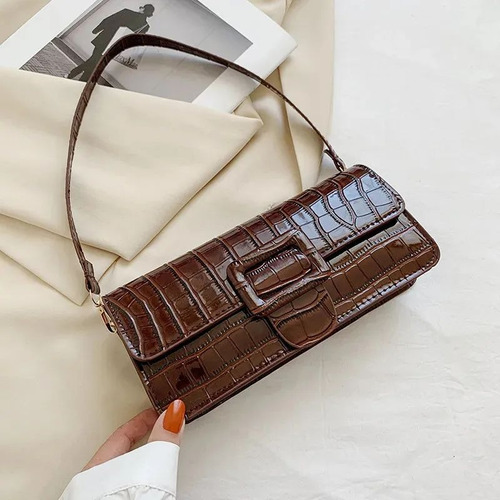 Cartera Diseñador De Hombro Cuero Pu Moda Tendencia - Marrón