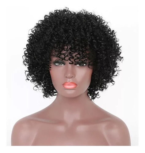 Para Peruca De Cabelo Humano Curto Tipo Preto Cacho Áfro +