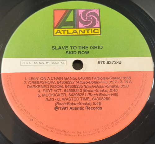 Skid Row Slave To The Grind Lp Brasil 1ra Edic Guns N' Roses Brasil 1ra Edicion (Usado)